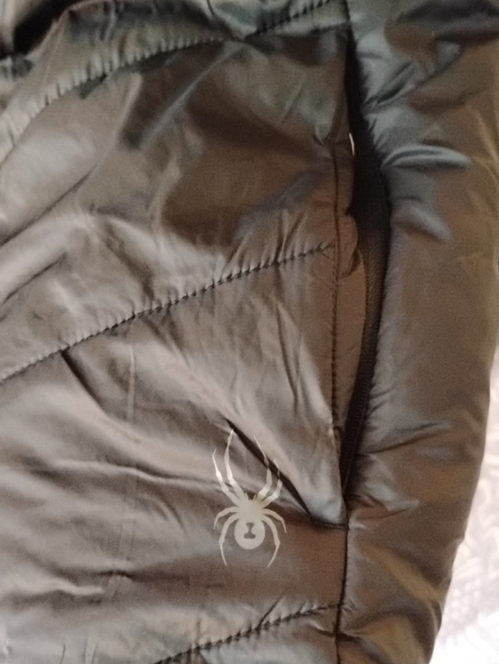 Skiers! SPYDER Girl's Black Hooded Quilted Puffer Jacket